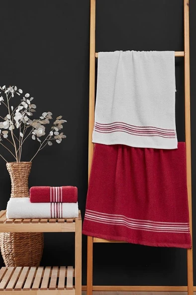 Elvin 4'lü Banyo Havlusu Seti 50x90 + 70x140 Cm - 3