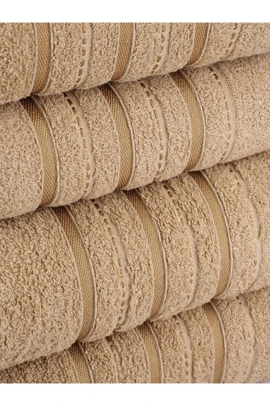 4 Lü Banyo Havlusu Seti Dora Bej - 70x140 - 4