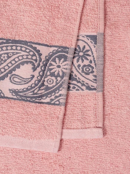 4 lü Pamuk Şal Havlu Seti Jakarlı Yumuşak Doku - Renkli 50x90 cm - 8