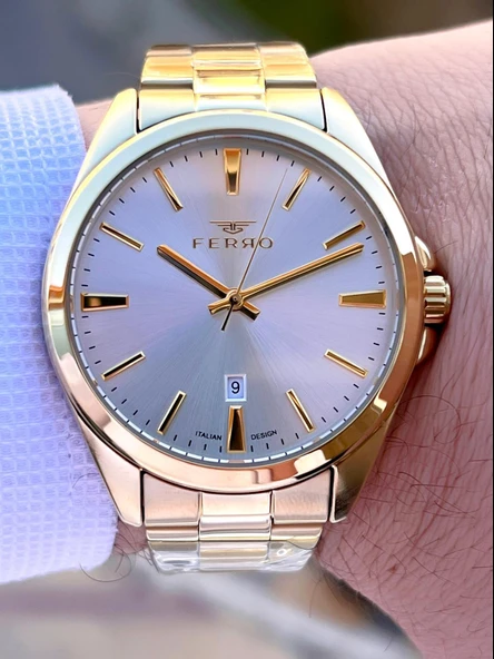 Ferro Çelik Kordon Nişan Ve Damat Saati 2 Yıl Garantili 3 Atm Suya Dayanıklı Erkek Kol Saati 11551A6 - Resim 4