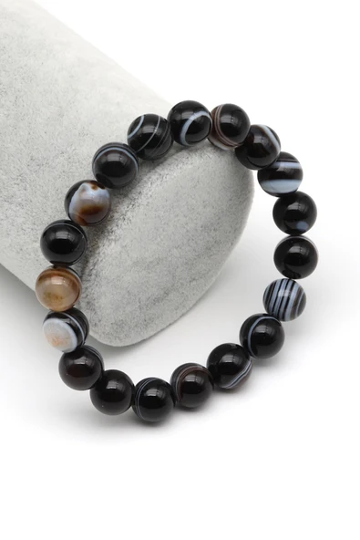 Göz Akik Doğal Taş Bileklik 10 mm Küre Kesim ürün görseli