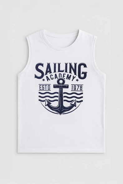 Erkek Bisiklet Yaka Baskılı Beyaz Kolsuz T-shirt - 5