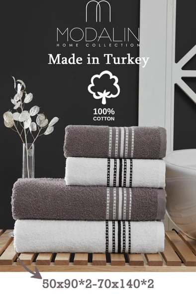 4 Lü Banyo Havlusu Seti Elvin Kahve - 70x140 - 4