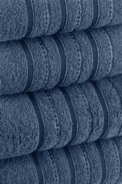 4 Lü Banyo Havlusu Seti Dora Indigo - 70x140 - 4