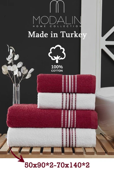 4 Lü Banyo Havlusu Seti Elvin - 70x140 - 4