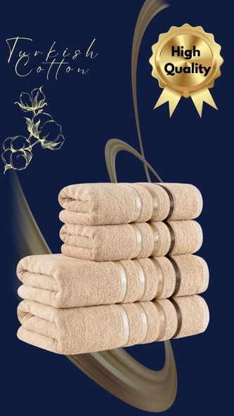 Banyo Havlu Seti 4 Lü Bale Premium - 70X140cm x2 / 50x90cm x2 - 8