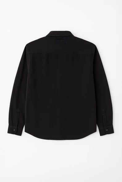 Erkek Cepli Siyah Jean Gömlek - 3