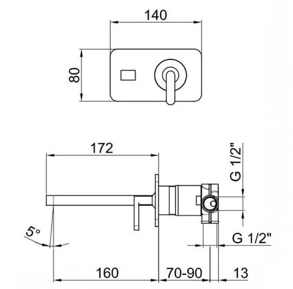 İtalyan Webert Living Ankstre Lavabo Bataryası 16 cm Mat Siyah - 3