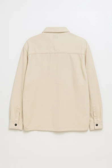 Erkek Cepli Bej Jean Gömlek - 3