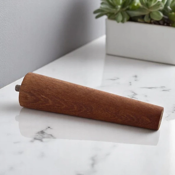 8 Adet Ahşap Ayak 15 Cm Koyu Meşe M8 Civatalı Bağlantı Aparatlı Dolap Mobilya Koltuk Kanepe Destek Ayağı Ayakları - Resim 5