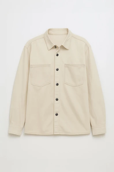 Erkek Cepli Bej Jean Gömlek - 2