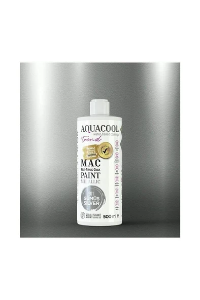 M.A.C Su Bazlı Akrilik Metalik Boya 901 - Gümüş 500 Ml