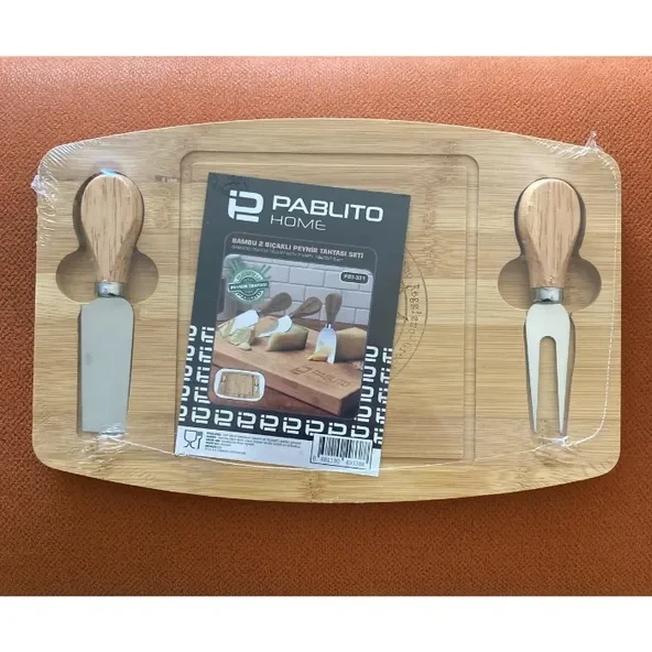 Pablito Home Bambu 2 Bıçaklı Peynir Tabağı Seti - 2