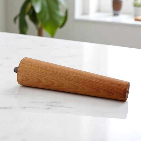 8 Adet Ahşap Ayak 15 Cm Açık Meşe M8 Civatalı Bağlantı Aparatlı Dolap Mobilya Koltuk Kanepe Destek Ayağı Ayakları - Resim 5