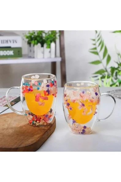 Tutku 350 ml Çift Cidarlı Cam Kupa - Resim 4