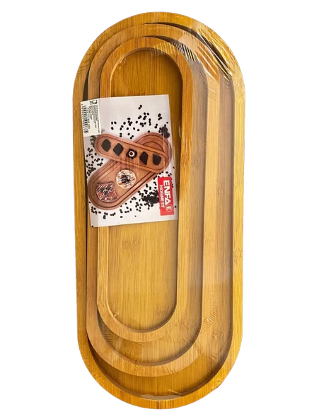 Üçlü Bambu Tepsi Seti - Oval