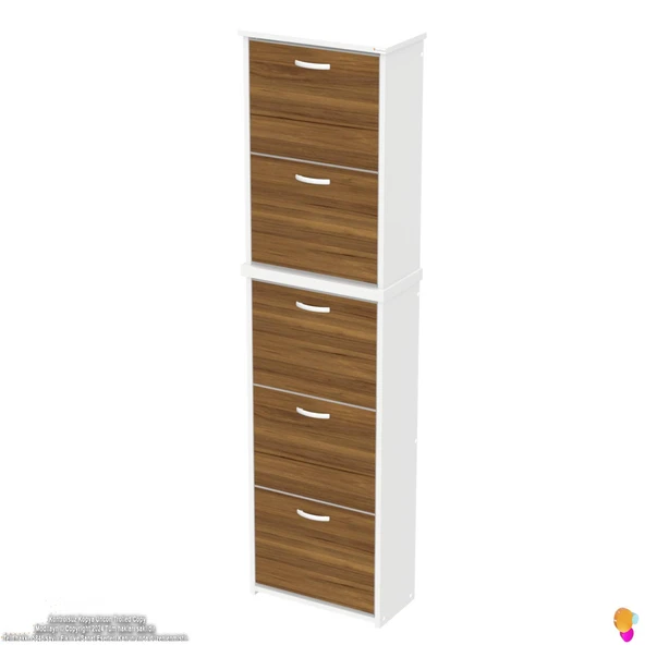 Modilayn VERVE Asma Kapı Önü 52x194x 26 cm' lik 5 Düşer Kapak 10 Göz Bölmeli Ayakkabılık - 6