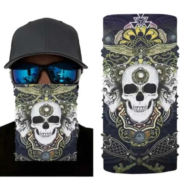 Siyah Beyaz Kafatası Baskılı Boyunluk (Baf,Bandana) 28x45 cm