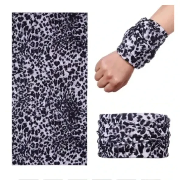Açık Renk Leopar Boyunluk(Baf, Bandana)25x48 cm