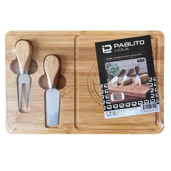 Pablito Home Bambu 2 Bıçaklı Peynir Tabağı Seti