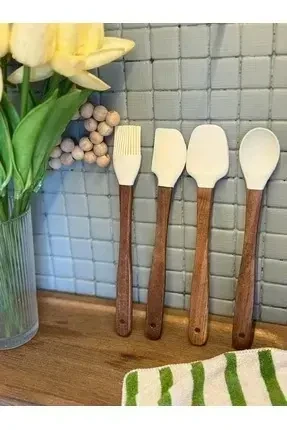 Bambu Saplı Silikon Mutfak Gereç Seti (4'lü)