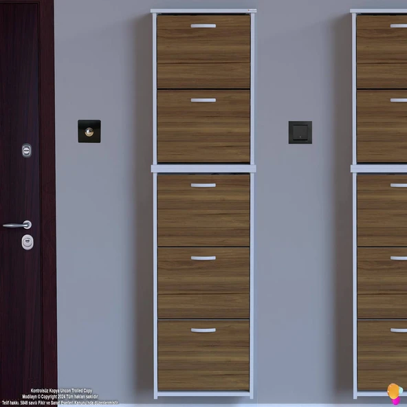 Modilayn VERVE Asma Kapı Önü 52x194x 26 cm' lik 5 Düşer Kapak 10 Göz Bölmeli Ayakkabılık - Resim 3