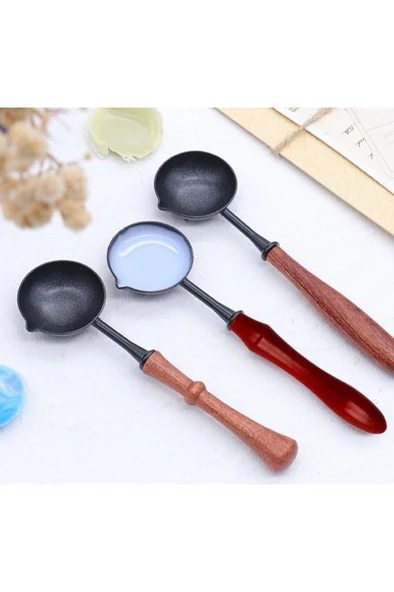 Ahşap Sap Mum Mühürü Eritme Kaşığı Teflon Kaplama Yapışmaz Yüzey - Resim 6