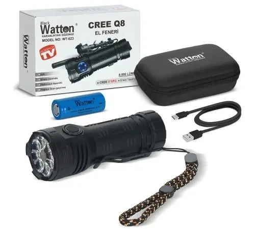 WATTON WT-623/8+1 LED ŞARJLI EL FENERİ