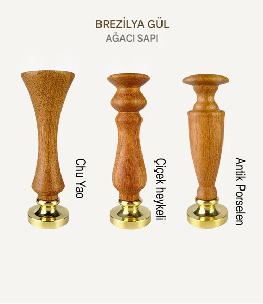 Ahşap Mum Mühür Sapı Gül Ağacı G26 Tasarımı Özel Seri M8 Dişli - 7