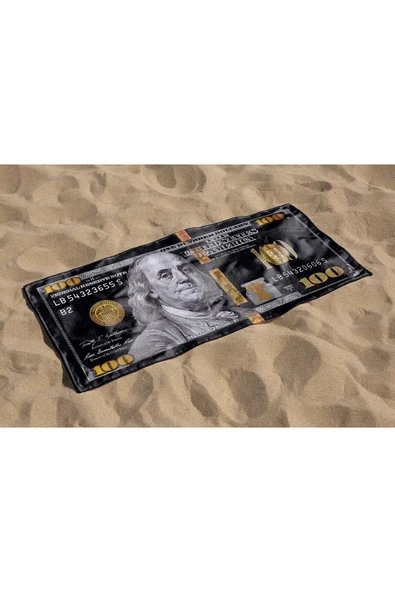 MoveBeach Siyah Dolar Desenli Plaj Havlusu, Banyo Havlusu - 3