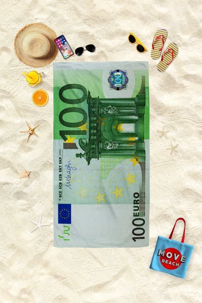 MoveBeach Euro Desenli Plaj Havlusu, Banyo Havlusu 80x150cm ürün görseli