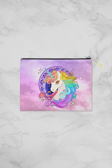 MoveBeach Unicorn Desenli Çok Amaçlı Portföy & Clutch Çanta