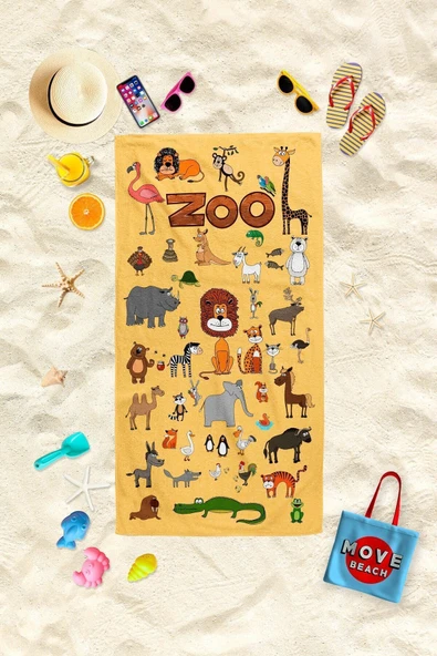 MoveBeach Desenli Çocuk Plaj Havlusu, Banyo Havlusu - 1