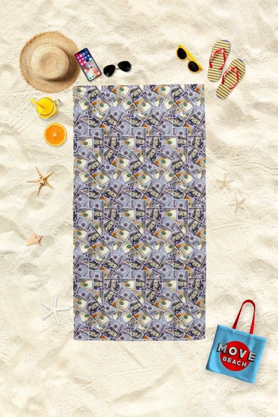 MoveBeach Dolar Desenli Plaj Havlusu, Banyo Havlusu ürün görseli