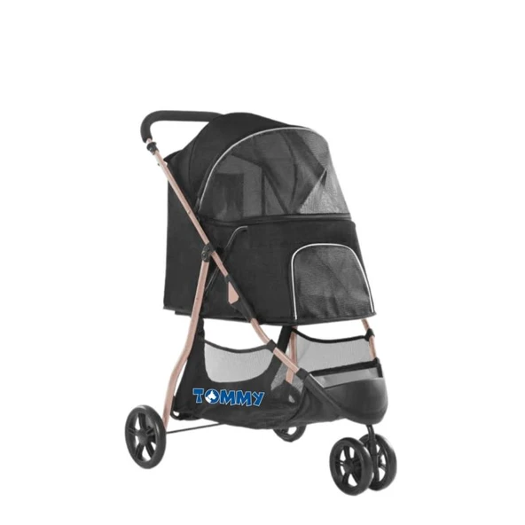 Tommy Evcil Hayvan Arabası Siyah 74.5x52.2x98 Cm Max 15 Kg