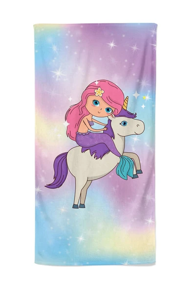 MoveBeach Unicorn Desenli Çocuk Plaj Havlusu, Banyo Havlusu - 2