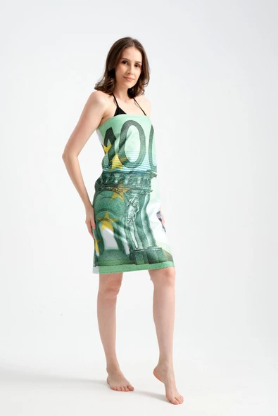 MoveBeach Euro Desenli Plaj Havlusu, Banyo Havlusu 80x150cm - Resim 3