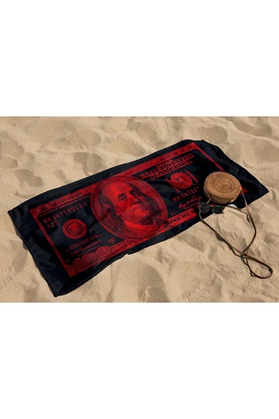 MoveBeach Siyah Dolar Desenli Plaj Havlusu, Banyo Havlusu - 5