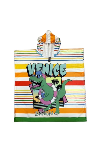 MoveBeach Desenli Çocuk Plaj Havlusu Havlu Panço - 4