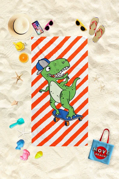 MoveBeach Desenli Çocuk Plaj Havlusu, Banyo Havlusu