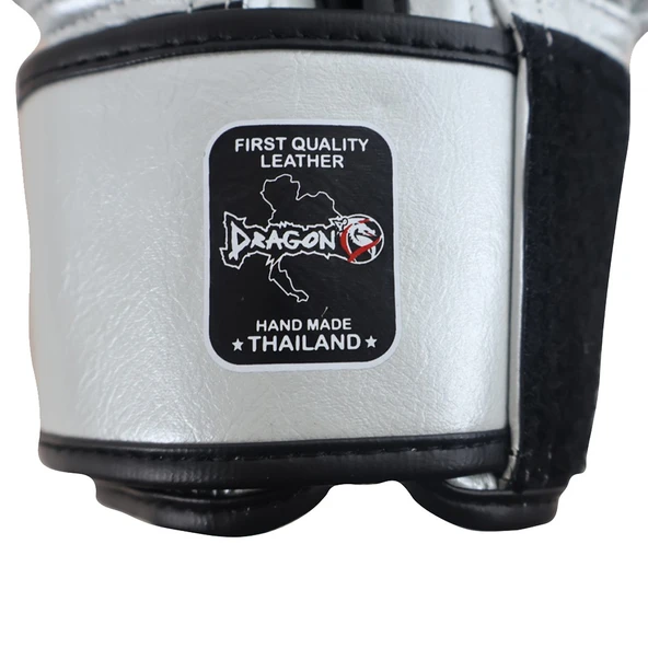DragonDo DRGN-G3 Hakiki Deri Boks Eldiveni Gümüş Kick Boks Eldiveni - 4