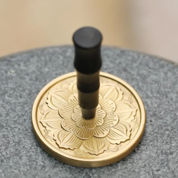 Mühür Mumu Pirinç Damga 50mm 3D Lotus Desen A + Sandal Ağacı Sap ürün görseli