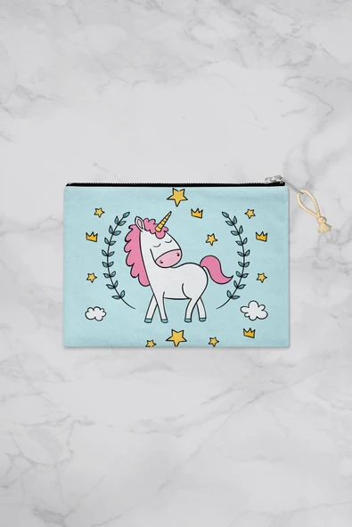 MoveBeach Unicorn Desenli Çok Amaçlı Portföy & Clutch Çanta