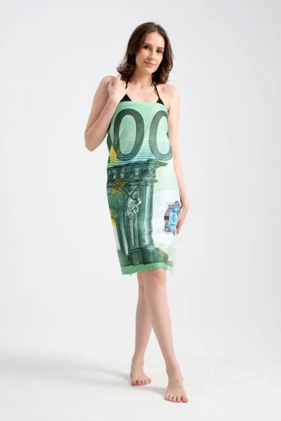 MoveBeach Euro Desenli Plaj Havlusu, Banyo Havlusu 80x150cm - Resim 4