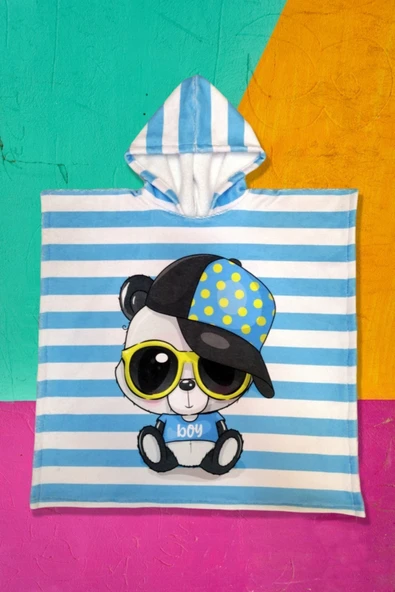 MoveBeach Çocuk Bornoz Havlu Panço Plaj Havlusu - Resim 2