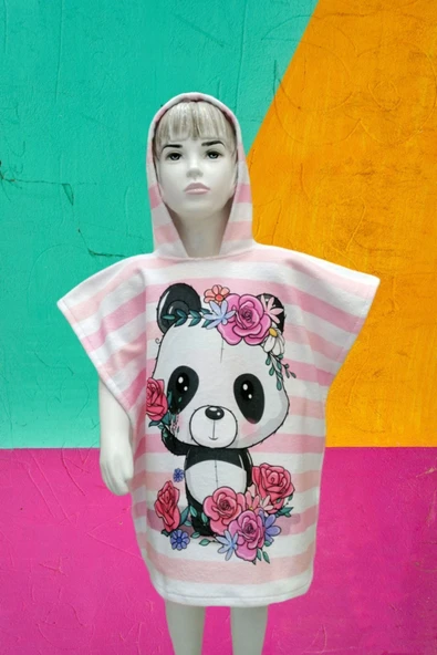 MoveBeach Çocuk Bornoz Havlu Panço Plaj Havlusu - Resim 4