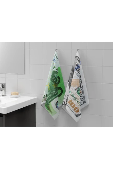 move home Dolar Euro Desenli Dekoratif El Havlusu 50x90cm 2adet - 4