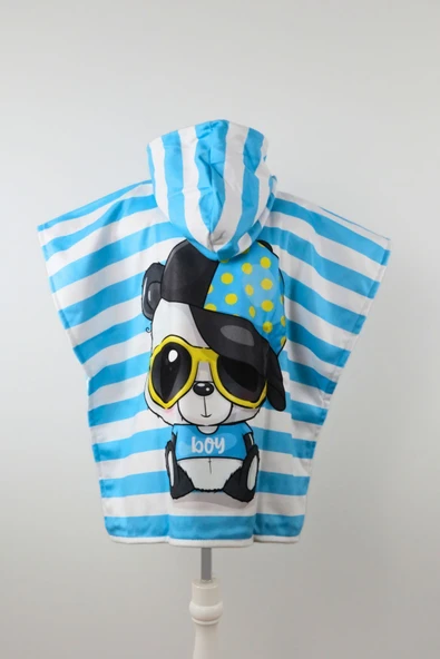 MoveBeach Çocuk Bornoz Havlu Panço Plaj Havlusu - Resim 4