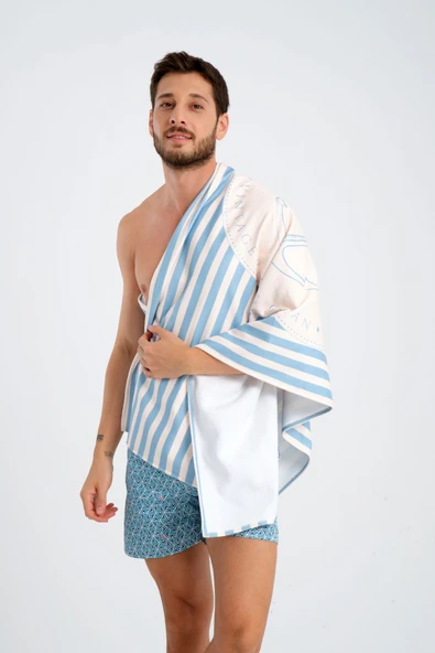 MoveBeach Desenli Plaj Havlusu, Banyo Havlusu - 6