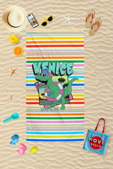 MoveBeach Desenli Çocuk Plaj Havlusu, Banyo Havlusu ürün görseli